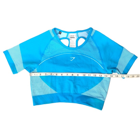 Gymshark Ultra Seamless Crop Top, Keyhole Back, Neon Blue - Picture 3 of 8